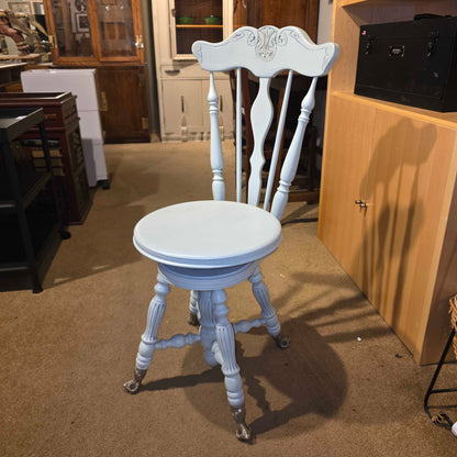Pale Blue-Green Piano Chair with Metal Claw-Ball Feet