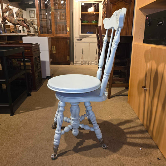 Pale Blue-Green Piano Chair with Metal Claw-Ball Feet