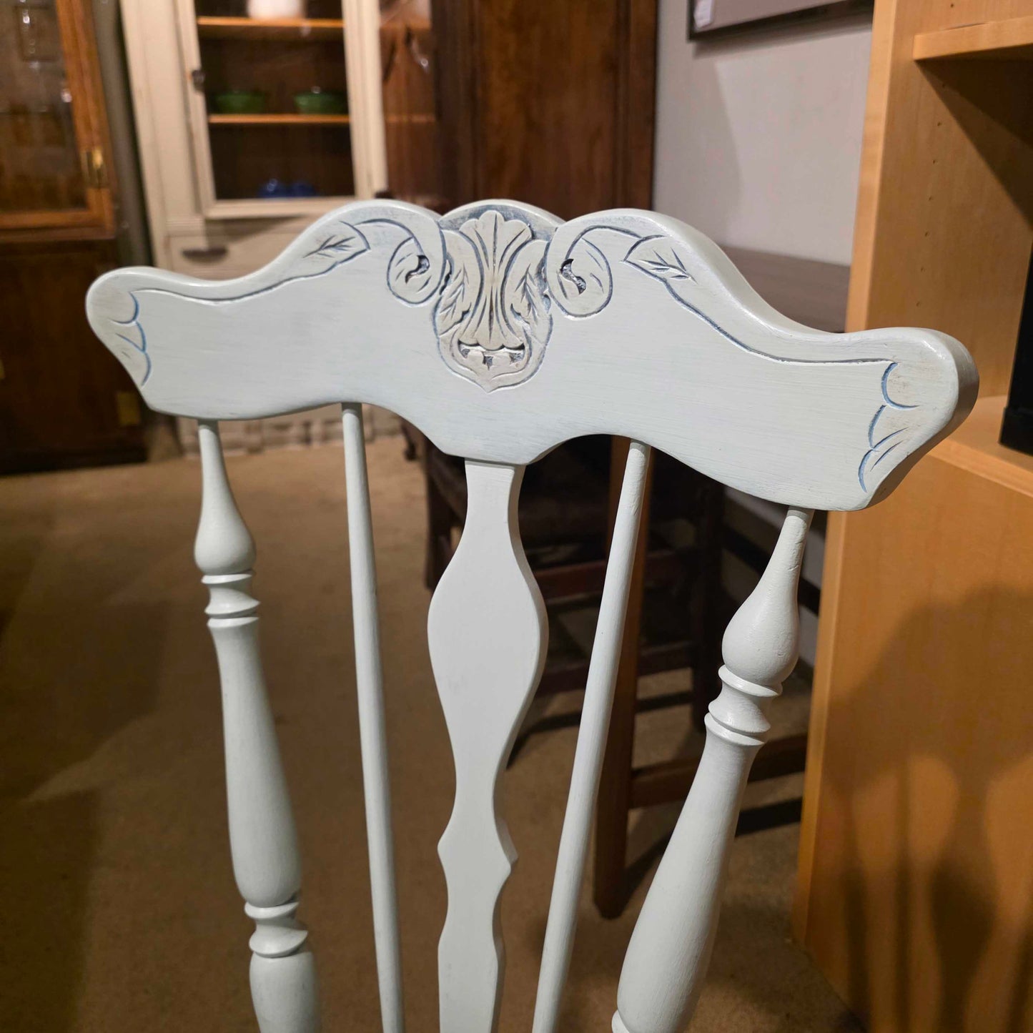 Pale Blue-Green Piano Chair with Metal Claw-Ball Feet