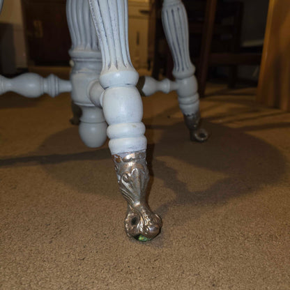 Pale Blue-Green Piano Chair with Metal Claw-Ball Feet