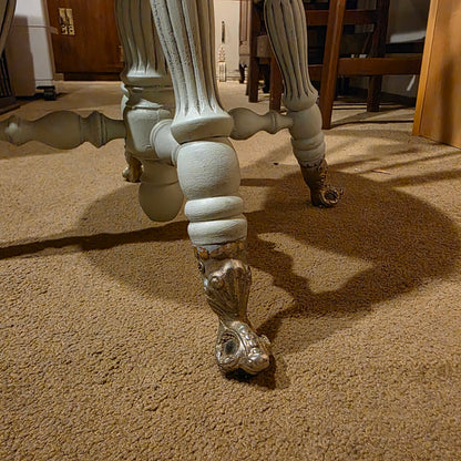 Pale Blue-Green Piano Chair with Metal Claw-Ball Feet