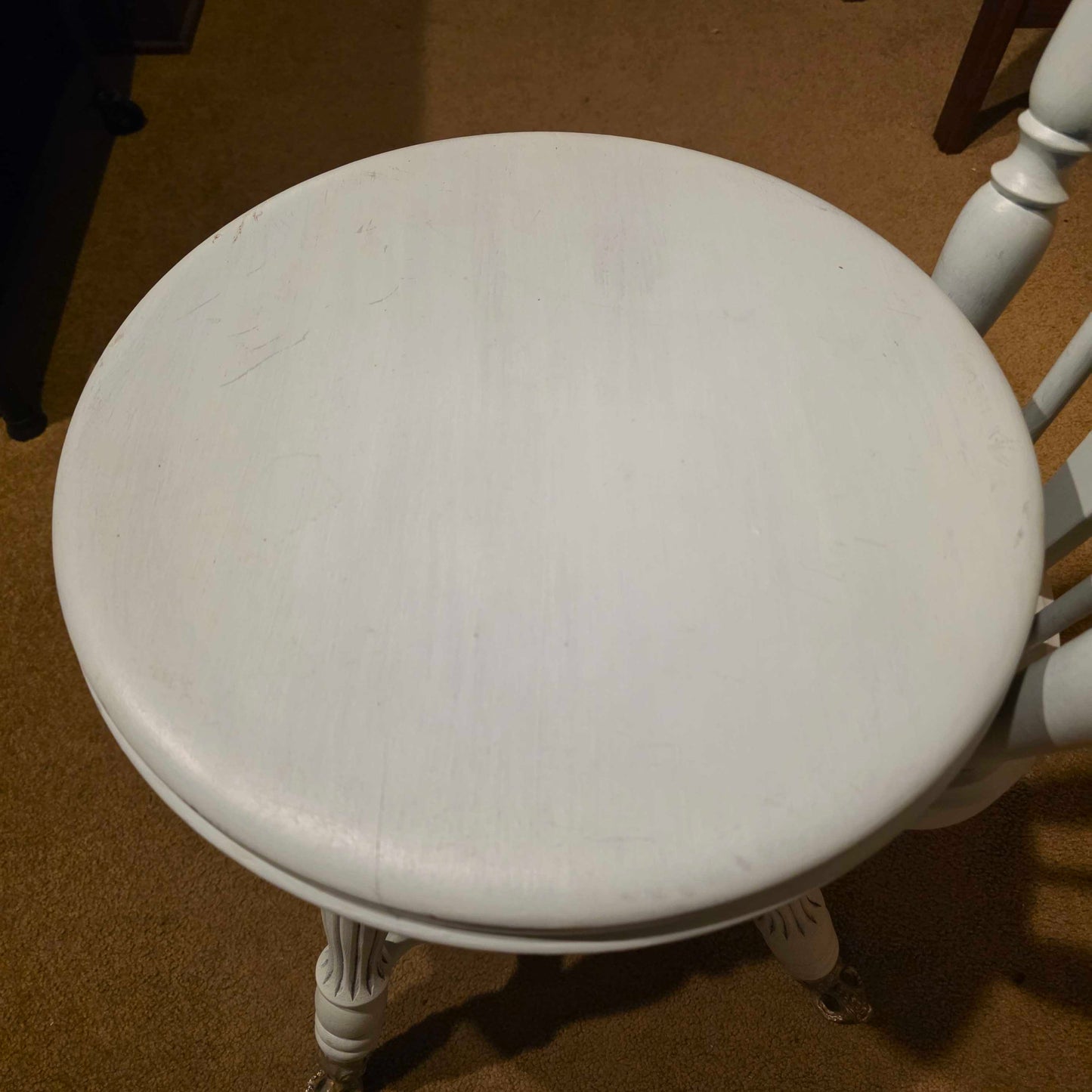 Pale Blue-Green Piano Chair with Metal Claw-Ball Feet