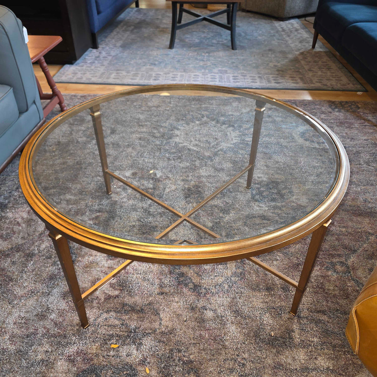 Ethan Allen Heron Round Glass Coffee Table