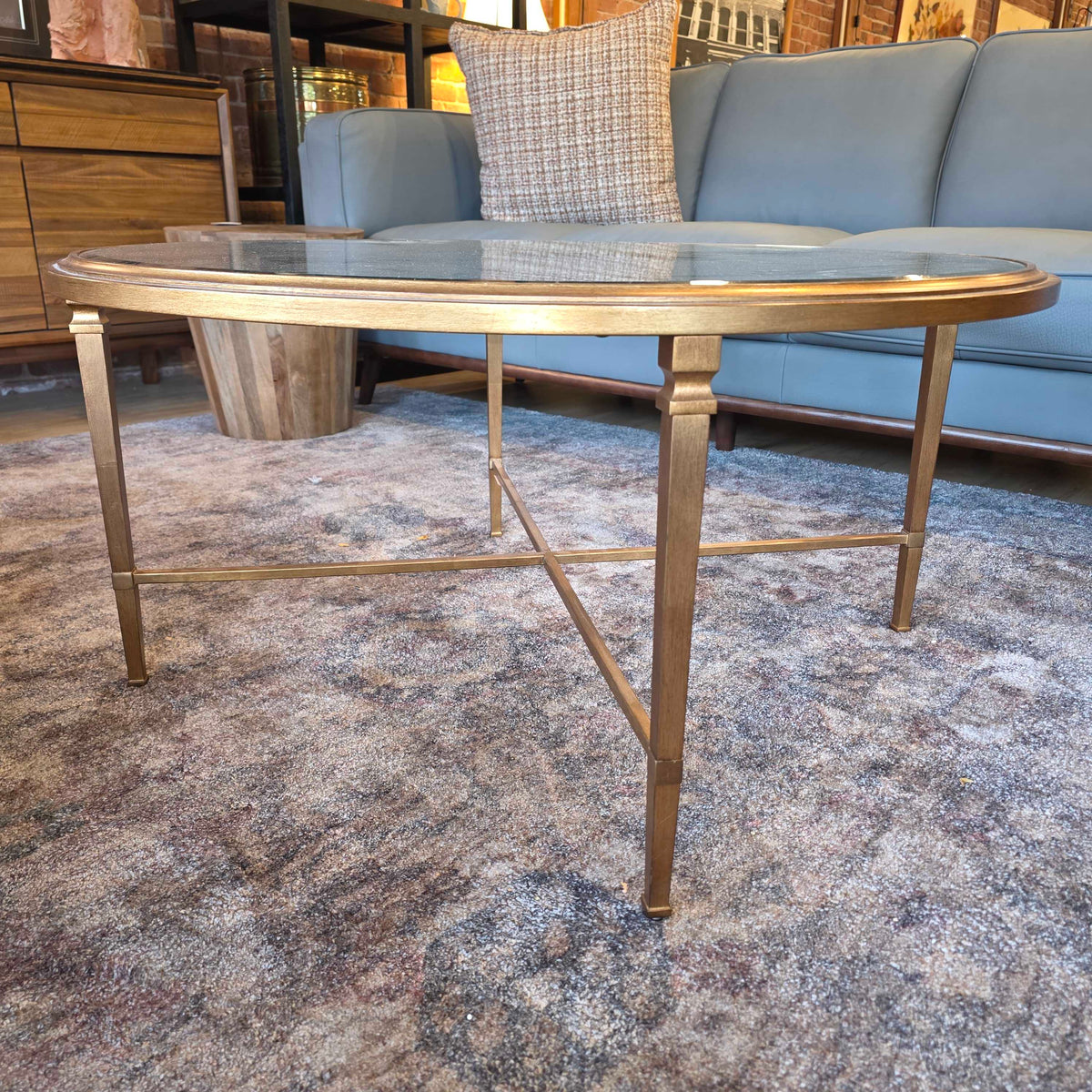 Ethan Allen Heron Round Glass Coffee Table
