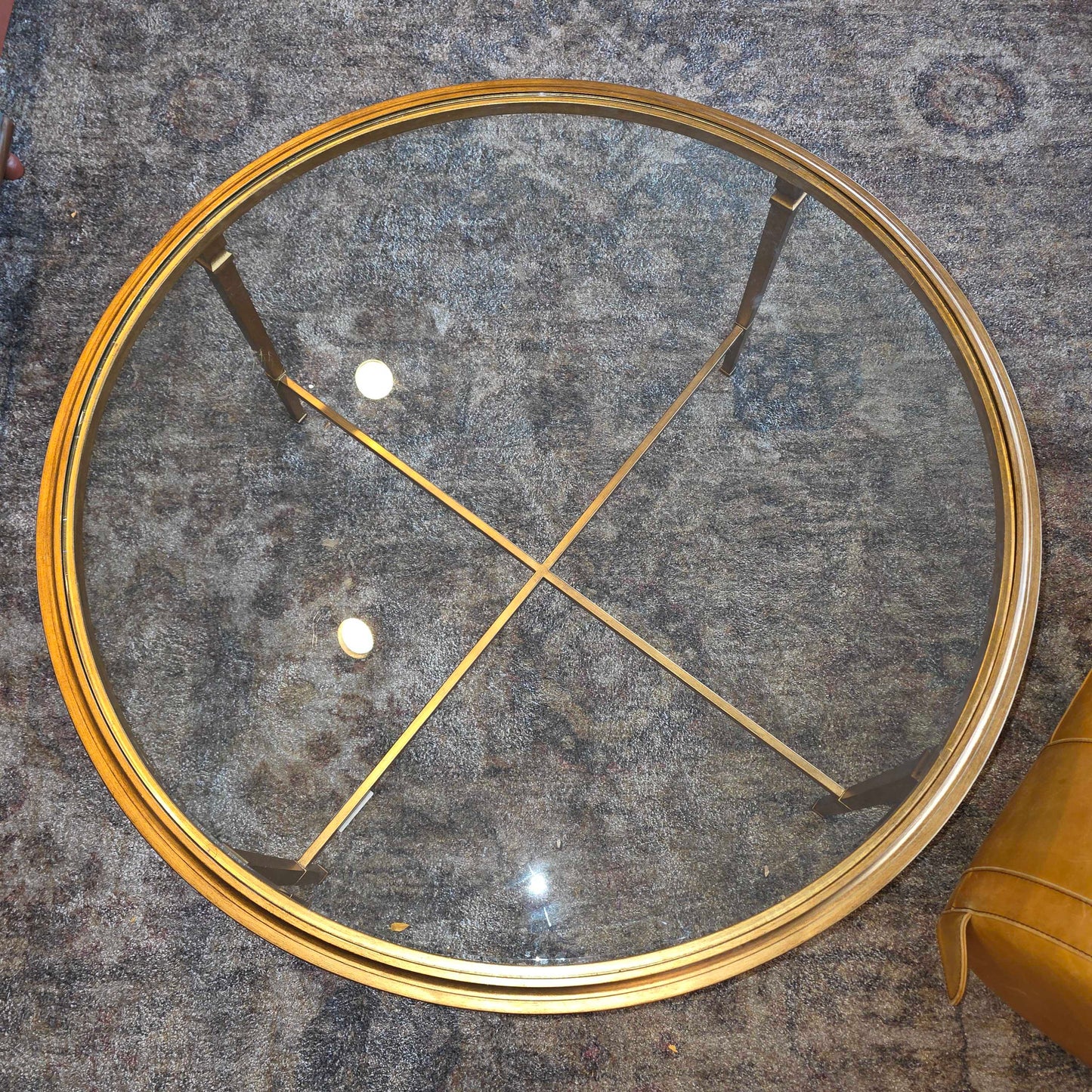 Ethan Allen Heron Round Glass Coffee Table