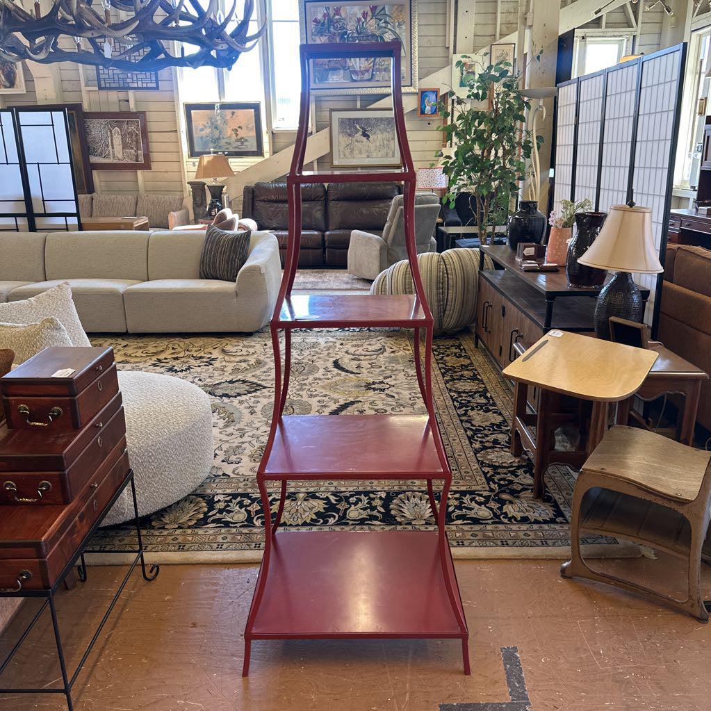 Red Metal Shelving Unit C BOOKSHELVES