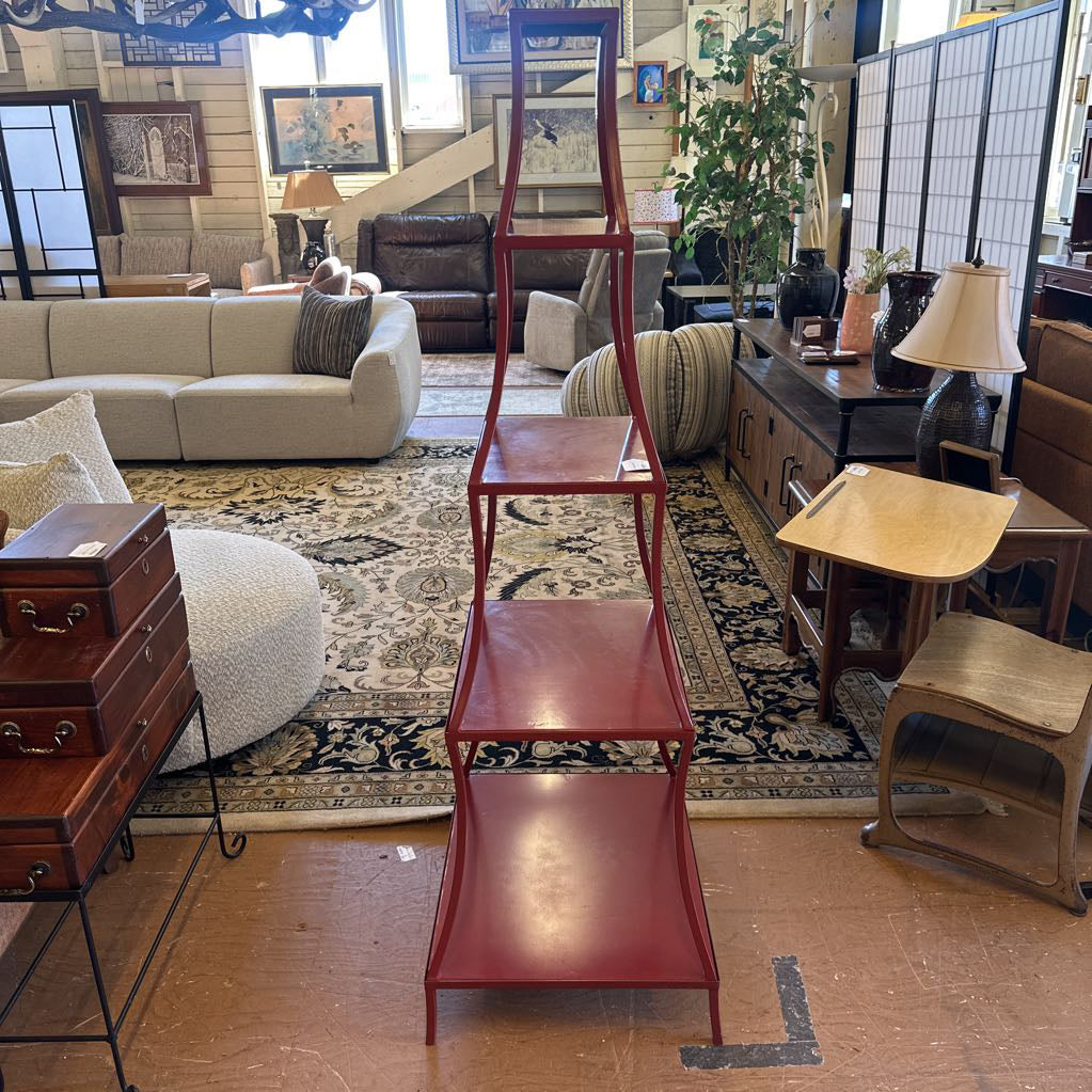 Red Metal Shelving Unit C BOOKSHELVES