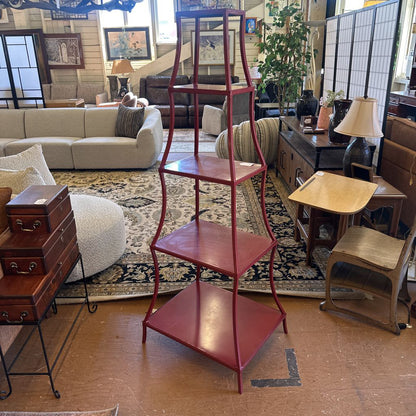 Red Metal Shelving Unit C BOOKSHELVES