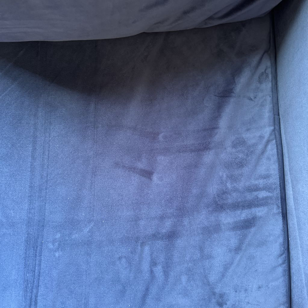 Essential Sofa - Bench Cushion - Indigo Velvet Fabric - Natural Leg (Sabai) U SOFAS
