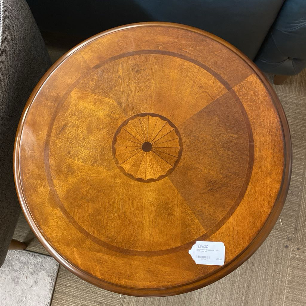 Round Inlay Occasional Table w/Drawer C SIDE TABLES