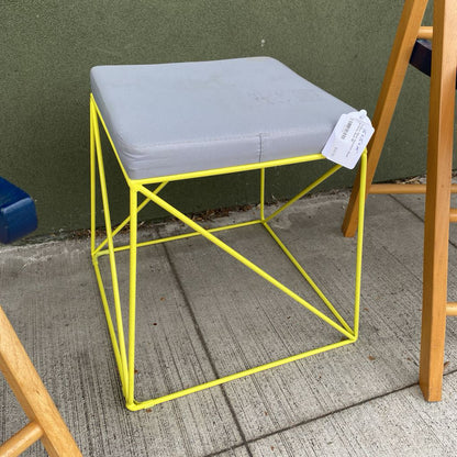 Yellow Metal Geometric Stool w/Grey Seat C STOOLS