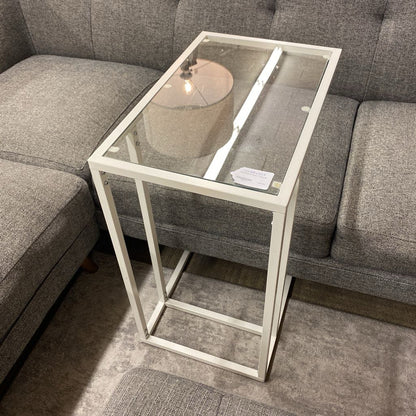 White Metal & Glass C Table C SIDE TABLES