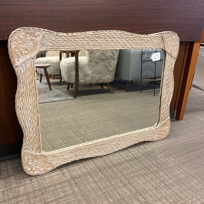 Whitewash Wicker Mirror