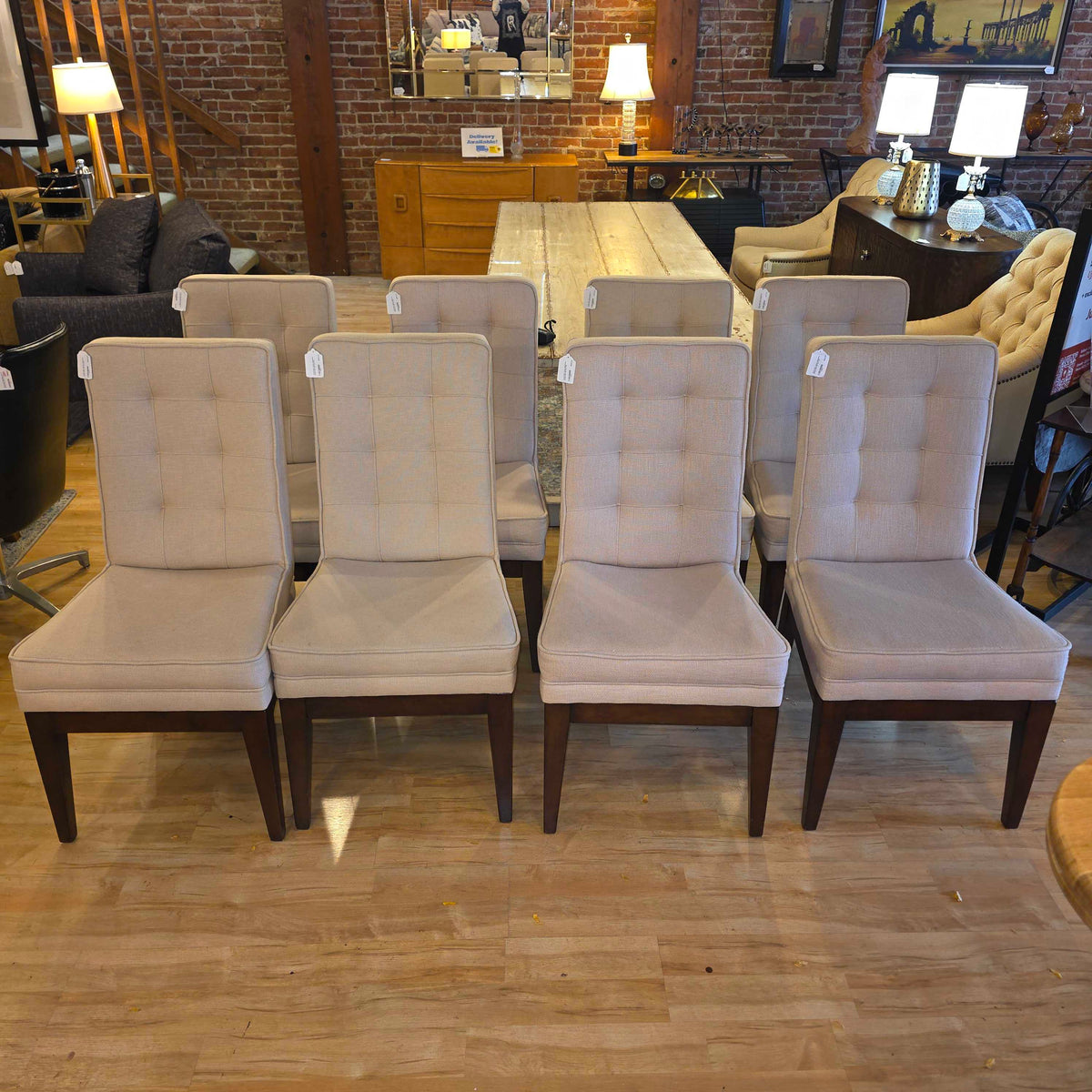 Tufted Back Cream Upholstery Dining Chair SET OF 8