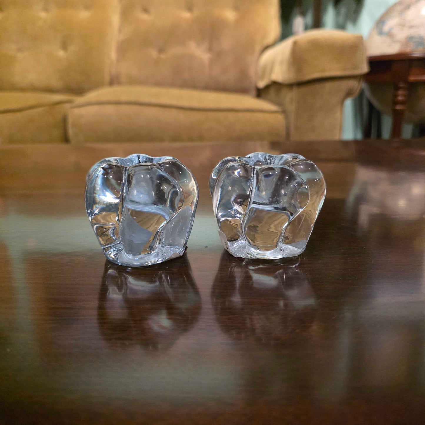 ORAFORS Stella Northstar Blue Glass Candlesticks PAIR
