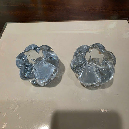 ORAFORS Stella Northstar Blue Glass Candlesticks PAIR