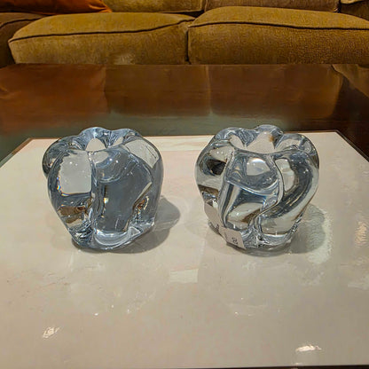 ORAFORS Stella Northstar Blue Glass Candlesticks PAIR