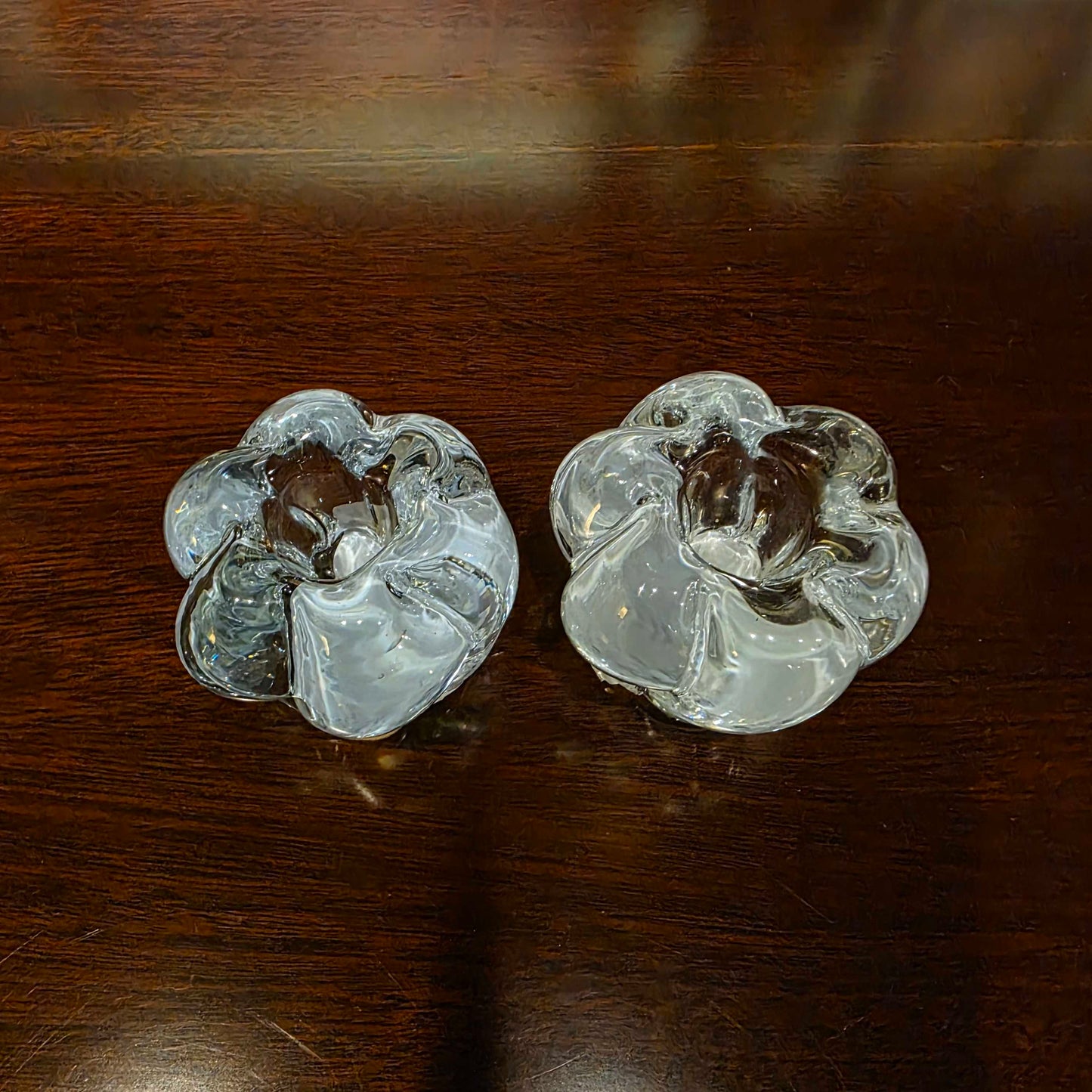 ORAFORS Stella Northstar Blue Glass Candlesticks PAIR