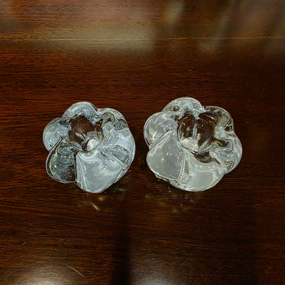 ORAFORS Stella Northstar Blue Glass Candlesticks PAIR
