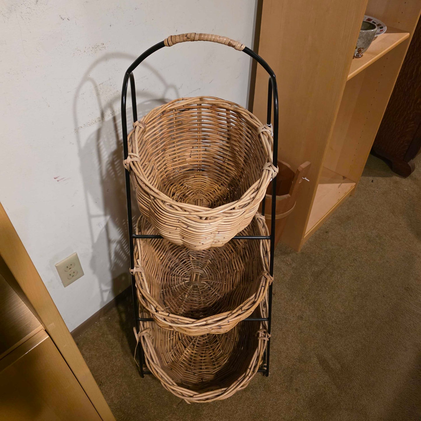 3 Tier Woven Basket Shelf