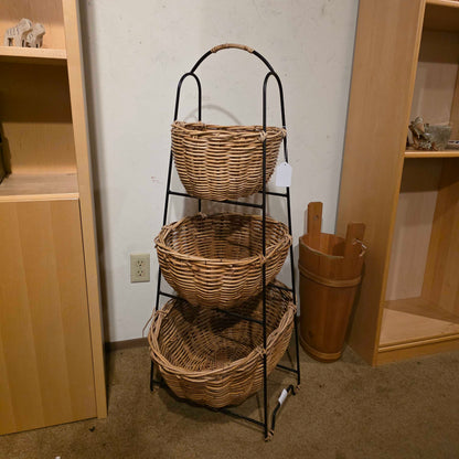 3 Tier Woven Basket Shelf