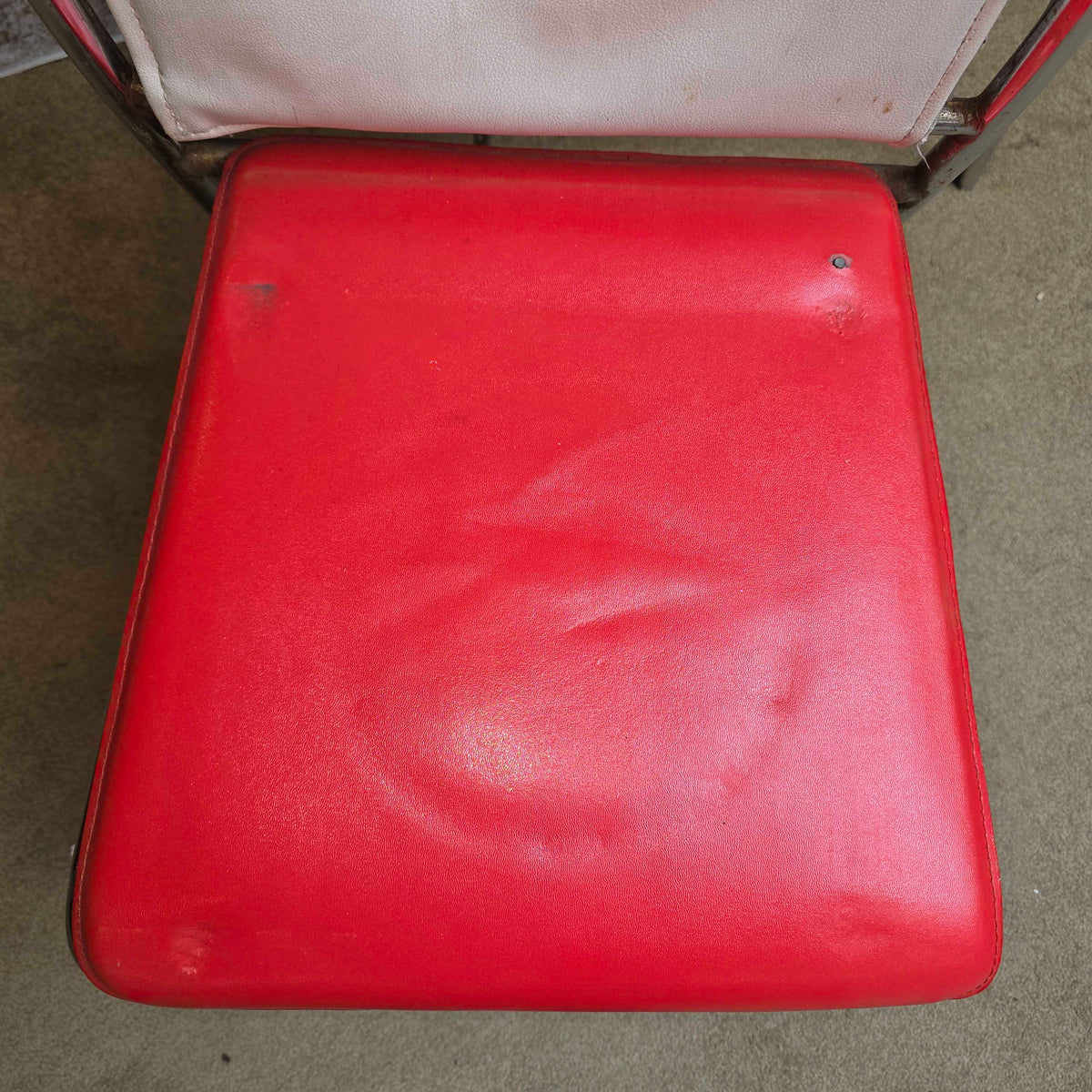 Chrome Frame Red and White Leather Dining Chair Set of 5