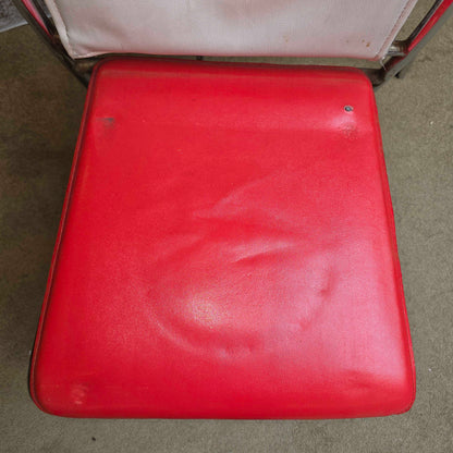 Chrome Frame Red and White Leather Dining Chair Set of 5