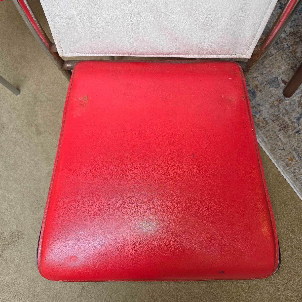 Chrome Frame Red and White Leather Dining Chair Set of 5