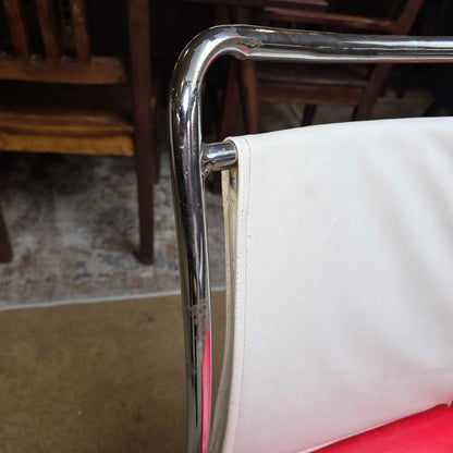 Chrome Frame Red and White Leather Dining Chair Set of 5