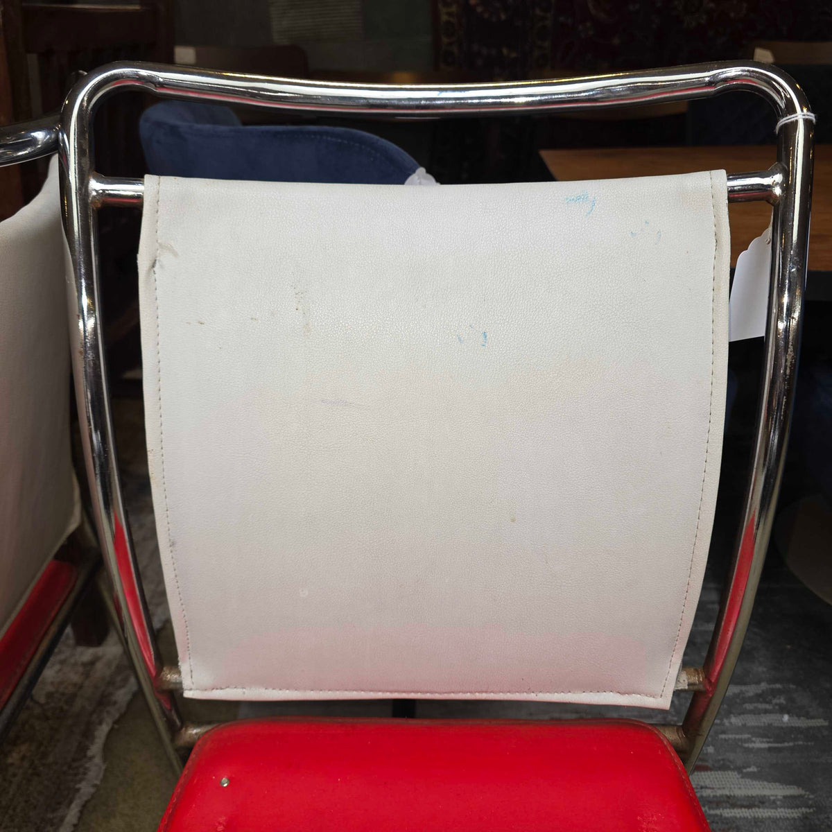 Chrome Frame Red and White Leather Dining Chair Set of 5