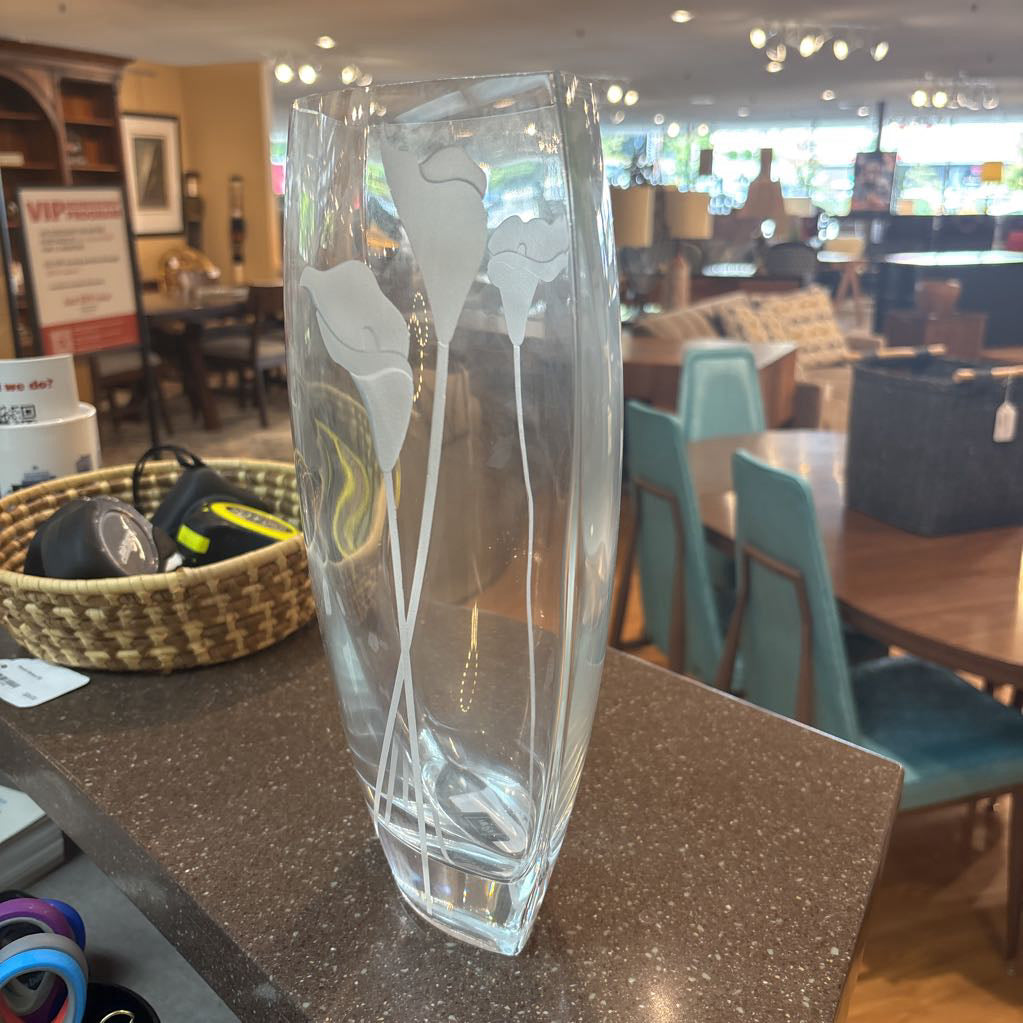 Vintage Etched Lily Vase
