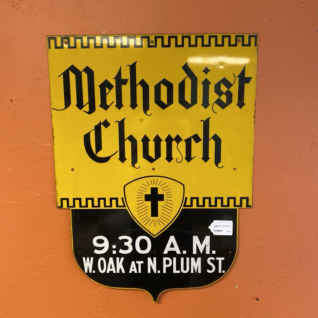 Vintage Metal Methodist Church Sign