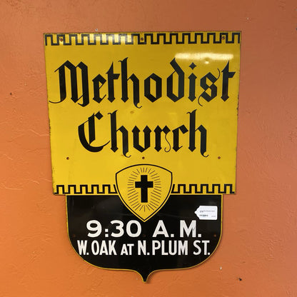 Vintage Metal Methodist Church Sign