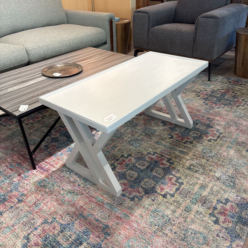Custom Made White Painted Reclaimed Maple Coffee Table