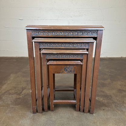 Handcarved Asian Nesting Tables C SIDE TABLES