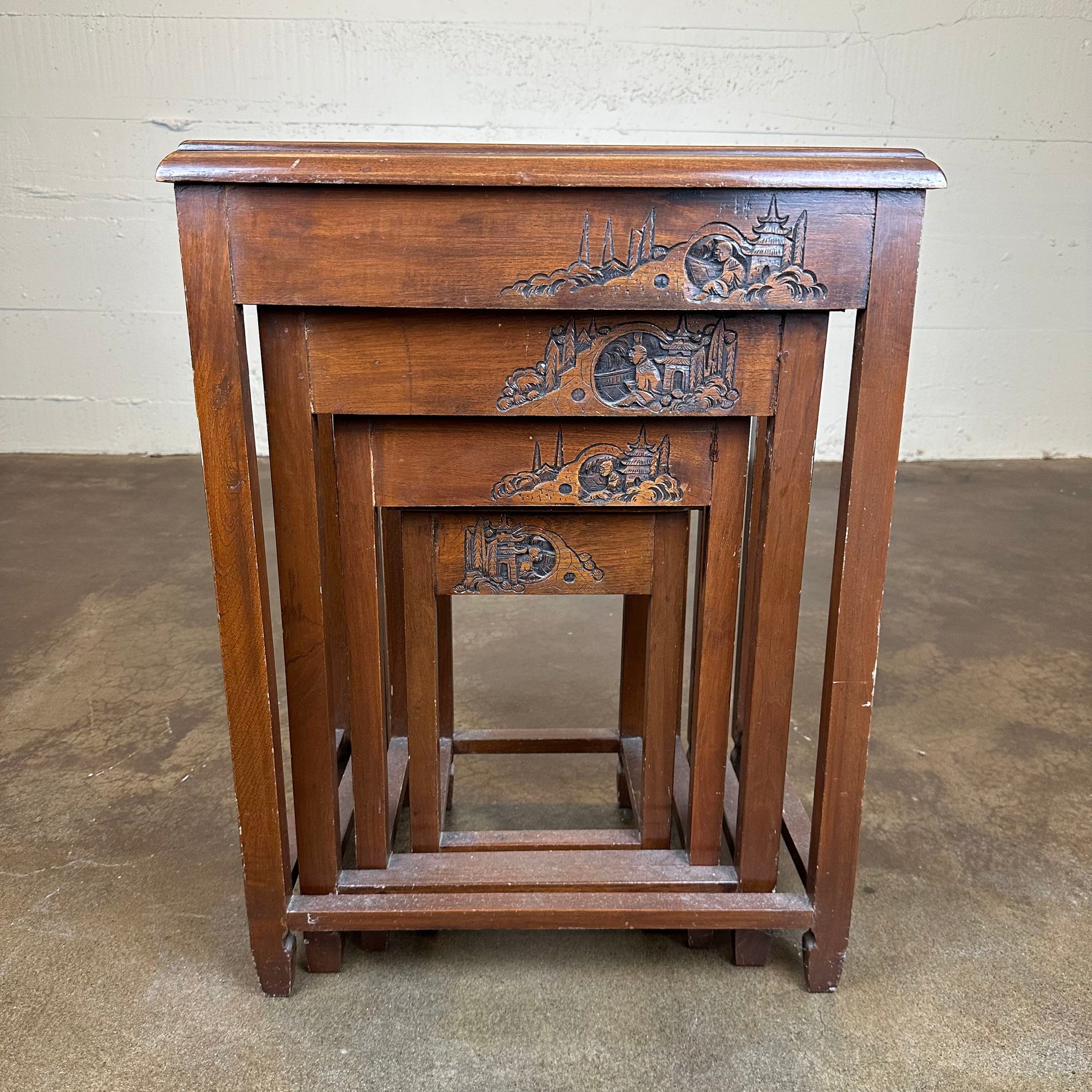 Handcarved Asian Nesting Tables C SIDE TABLES