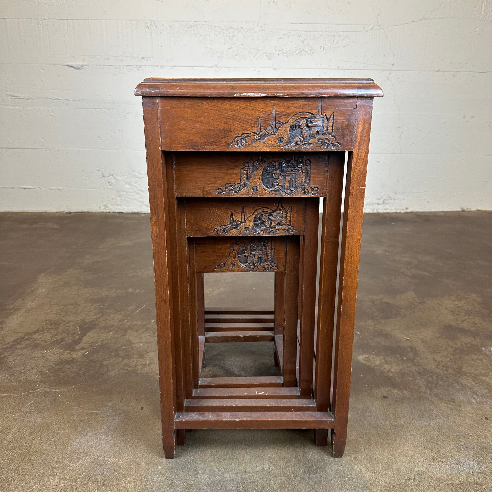 Handcarved Asian Nesting Tables C SIDE TABLES