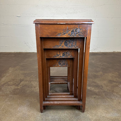 Handcarved Asian Nesting Tables C SIDE TABLES
