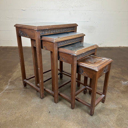Handcarved Asian Nesting Tables C SIDE TABLES