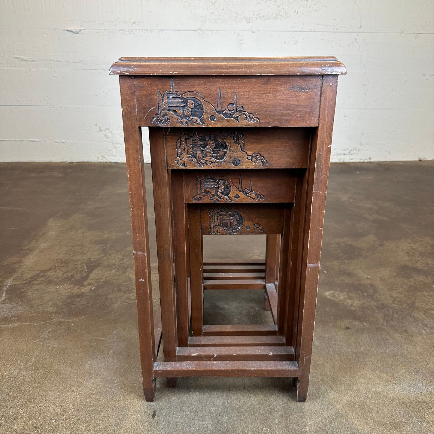 Handcarved Asian Nesting Tables C SIDE TABLES