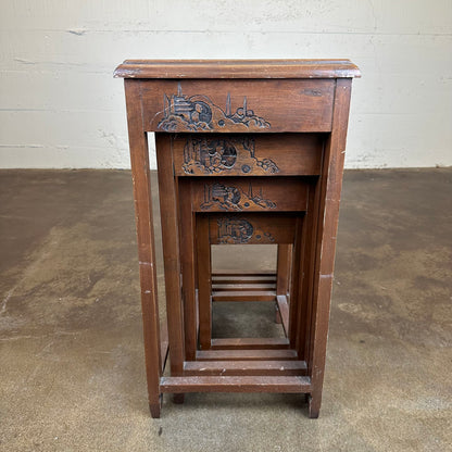 Handcarved Asian Nesting Tables C SIDE TABLES