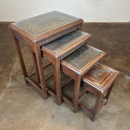 Handcarved Asian Nesting Tables C SIDE TABLES