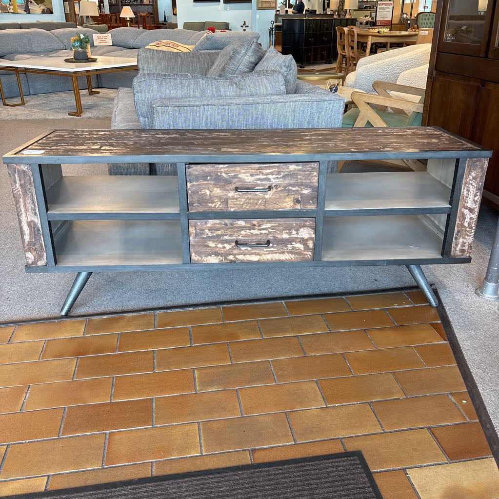 Metal & Wood TV Stand w/Drawers