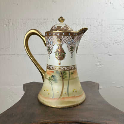 Vintage Asian Pitcher w/ Water Scene SMALLS
