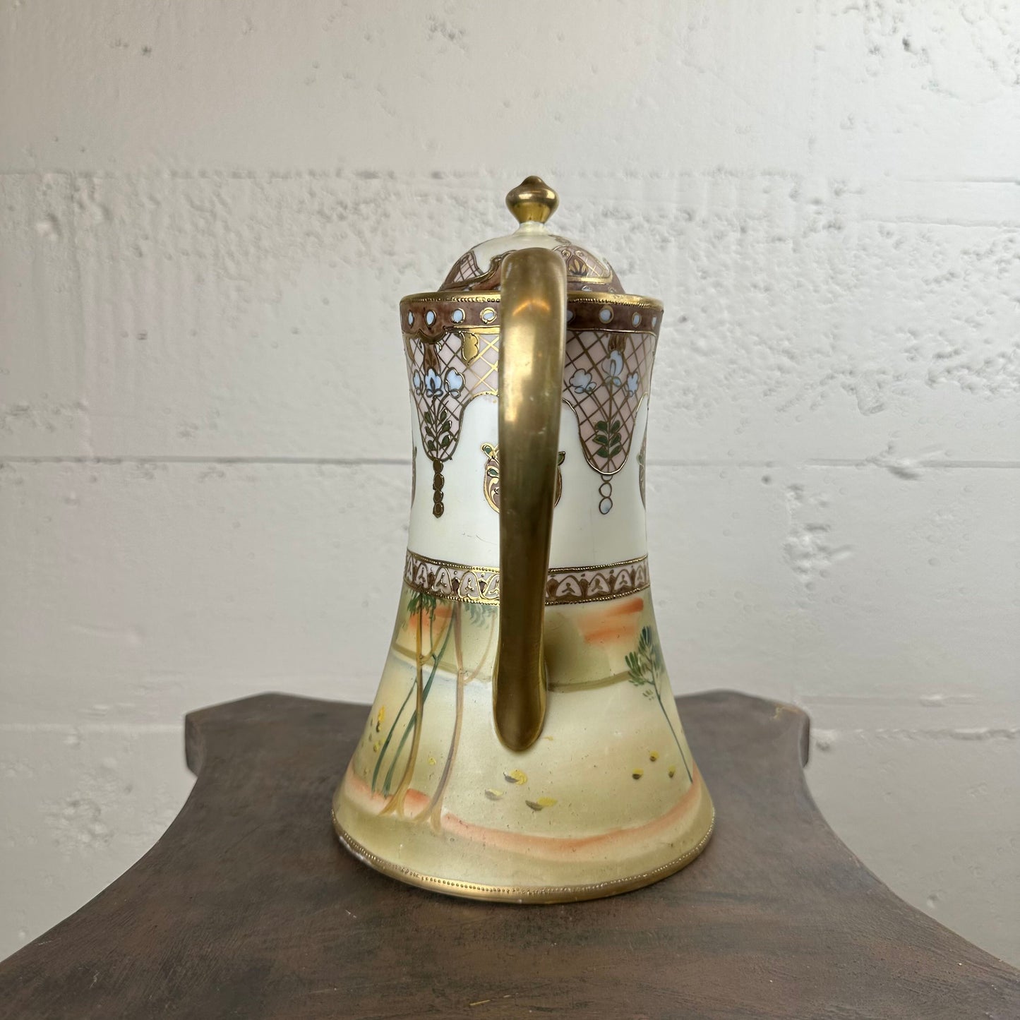 Vintage Asian Pitcher w/ Water Scene SMALLS