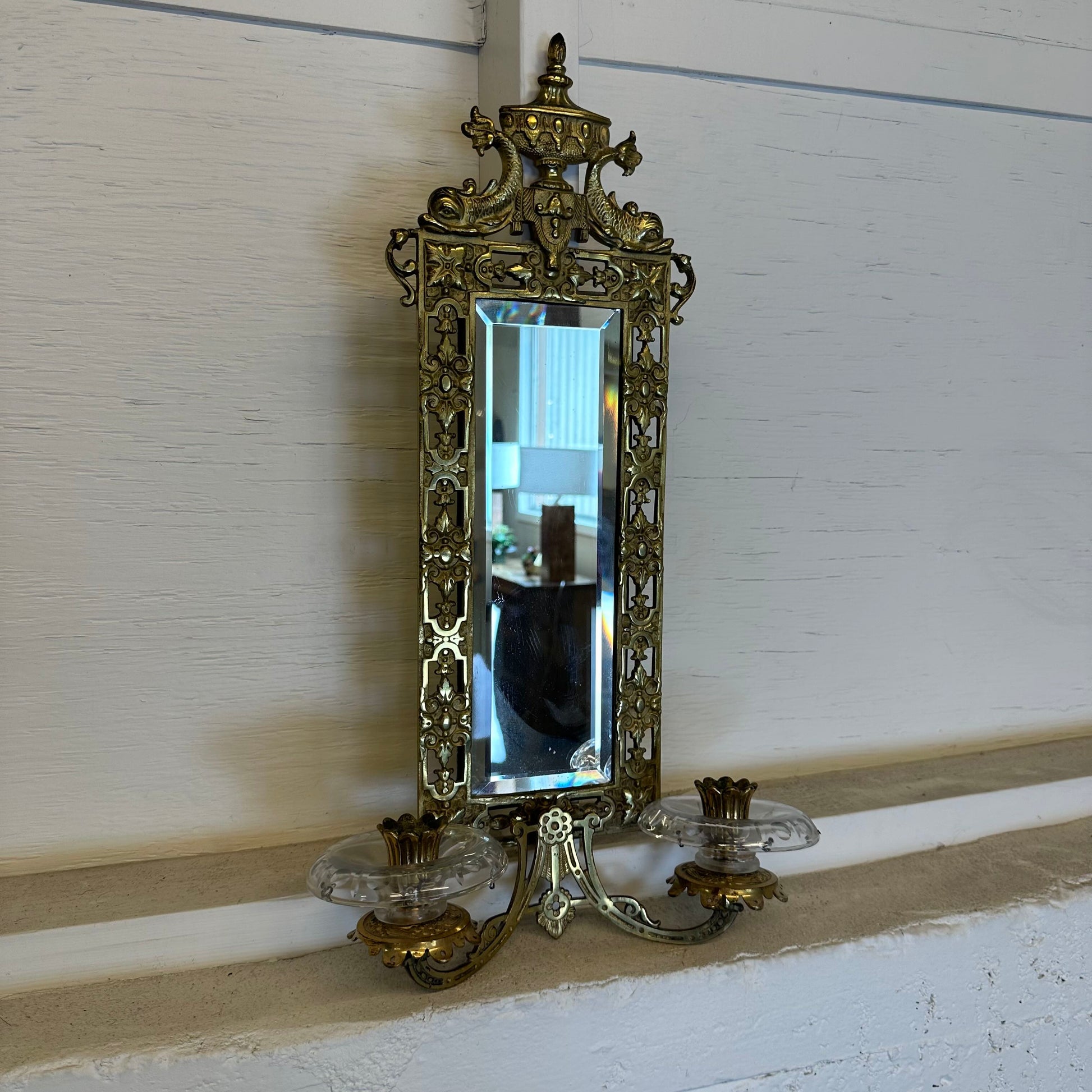 Ornate Wall Mirror W/ Candle Holder C MIRRORS