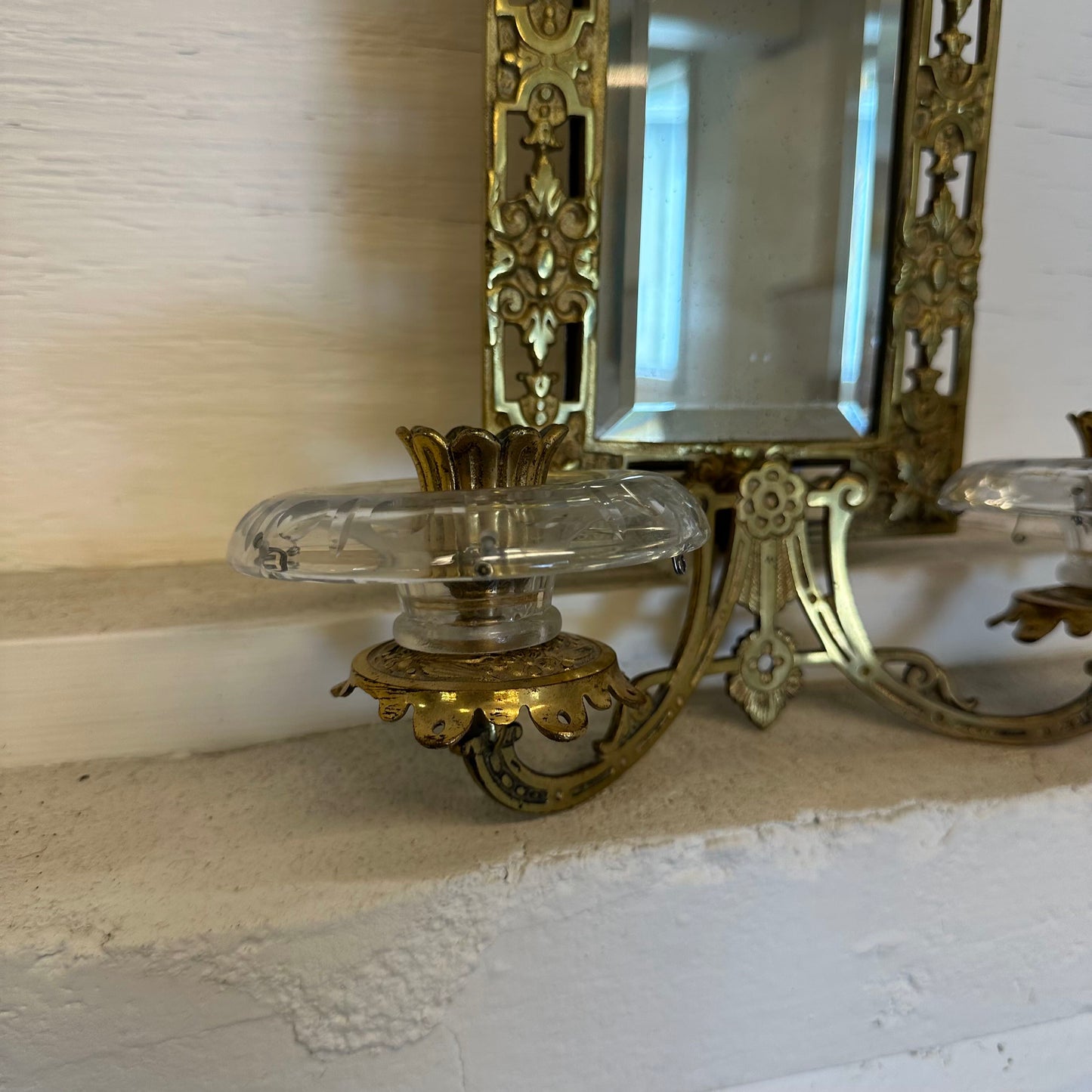 Ornate Wall Mirror W/ Candle Holder C MIRRORS
