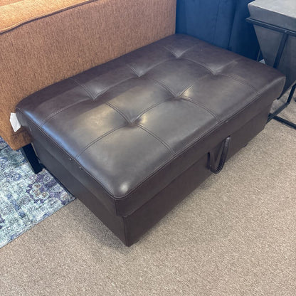 Espresso Leather Ottoman w/ Storage