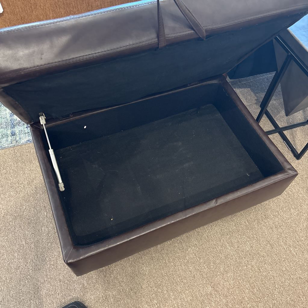 Espresso Leather Ottoman w/ Storage