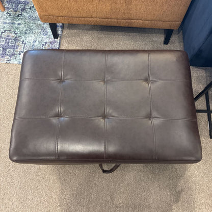 Espresso Leather Ottoman w/ Storage